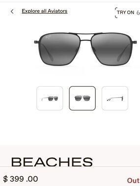 Maui Jim Beaches Aviator Unisex Sunglasses - NWOT - includes case